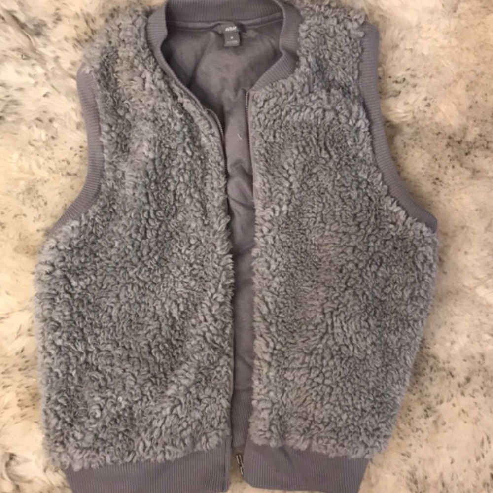 Fuzzy gray vest